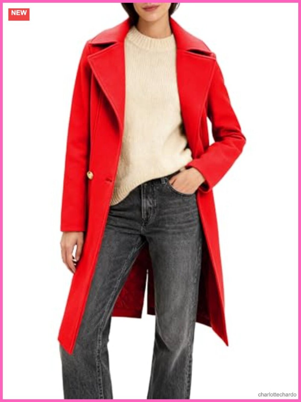 Women's Long Notch Lapel Double-Breasted Peacoat Classic Fall Winter Overcoat